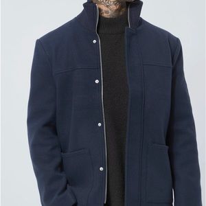 Boohooman wool look funnel neck jack